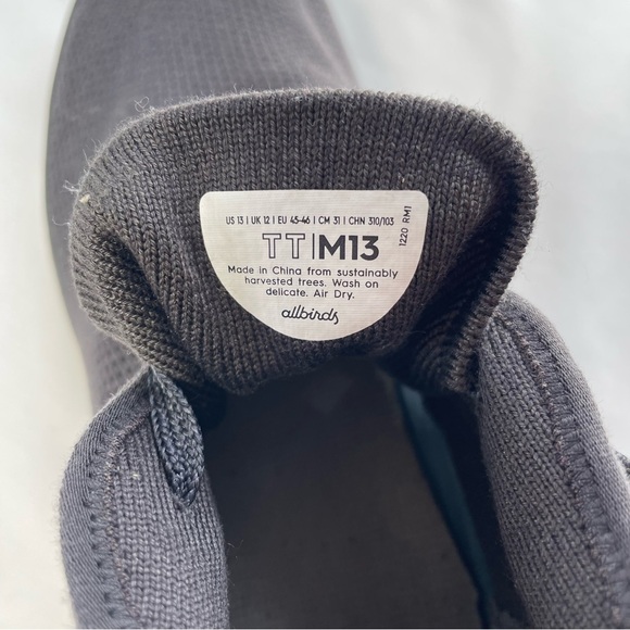 Allbirds Men's Tree Topper Hightop Sneakers Shoes Size 13 Black - Picture 10 of 10